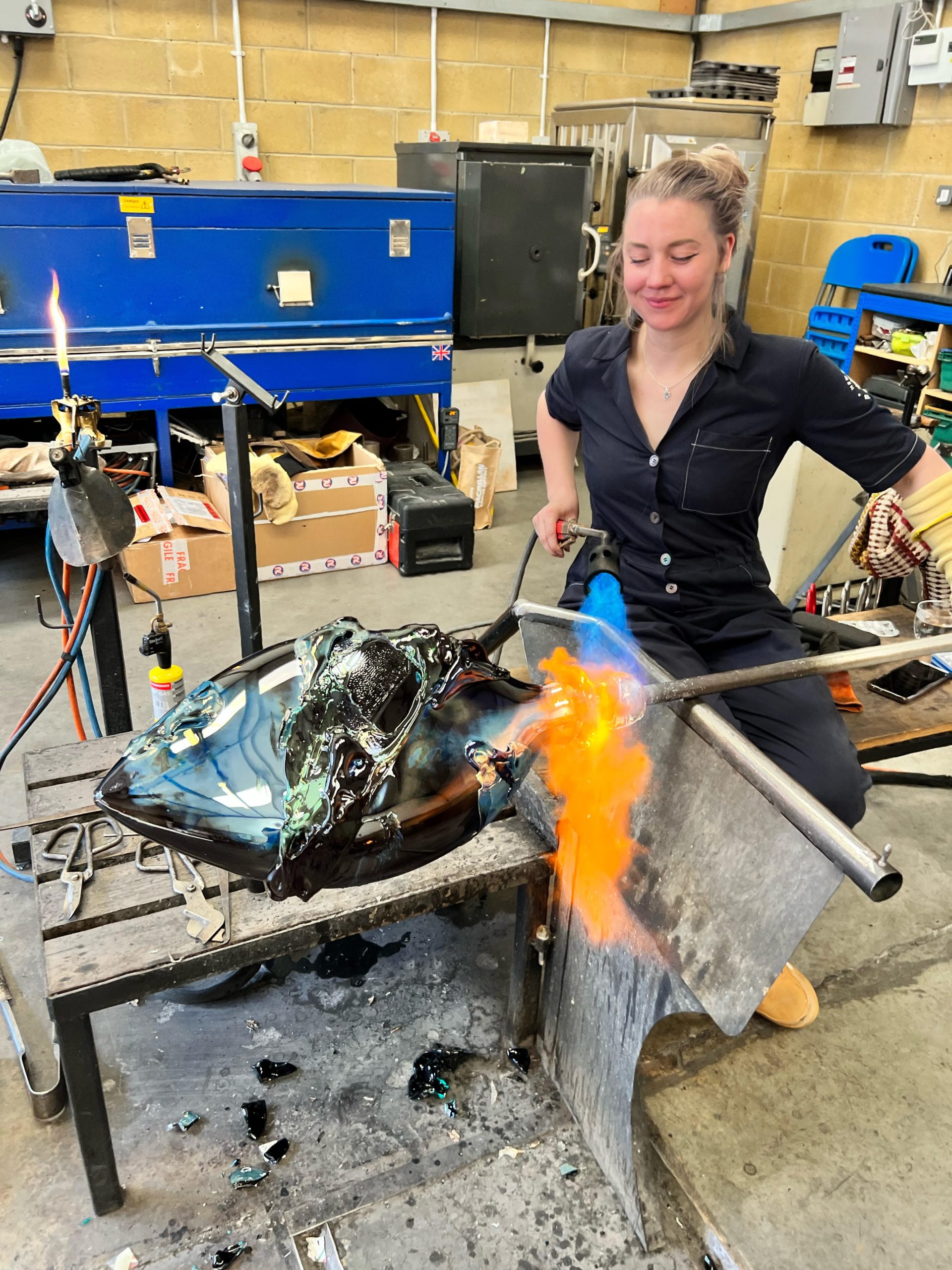 Bethany Wood in hot shop Bethany Wood in hot shop